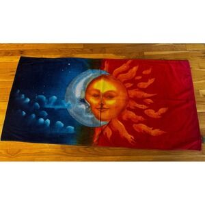 Vintage Copa Sun Moon Celestial Face Cotton Towel Beach‎ Y2K 2000 Psychedelic